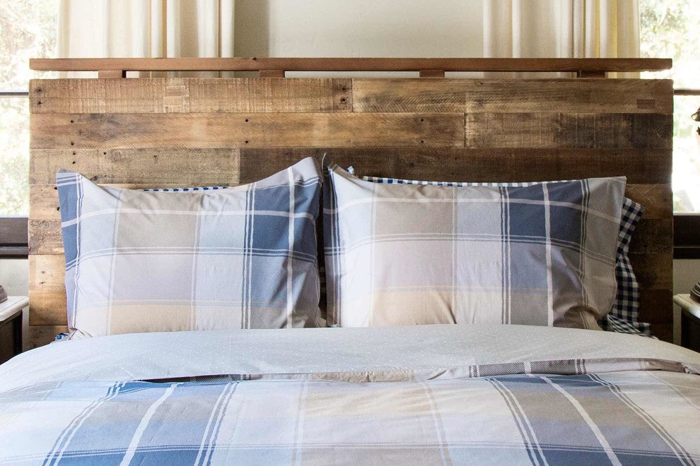 Beige Plaid Duvet Cover Set Set