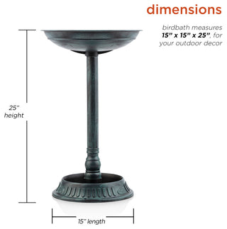 25" Tall Outdoor Birdbath with Planter Yard Statue