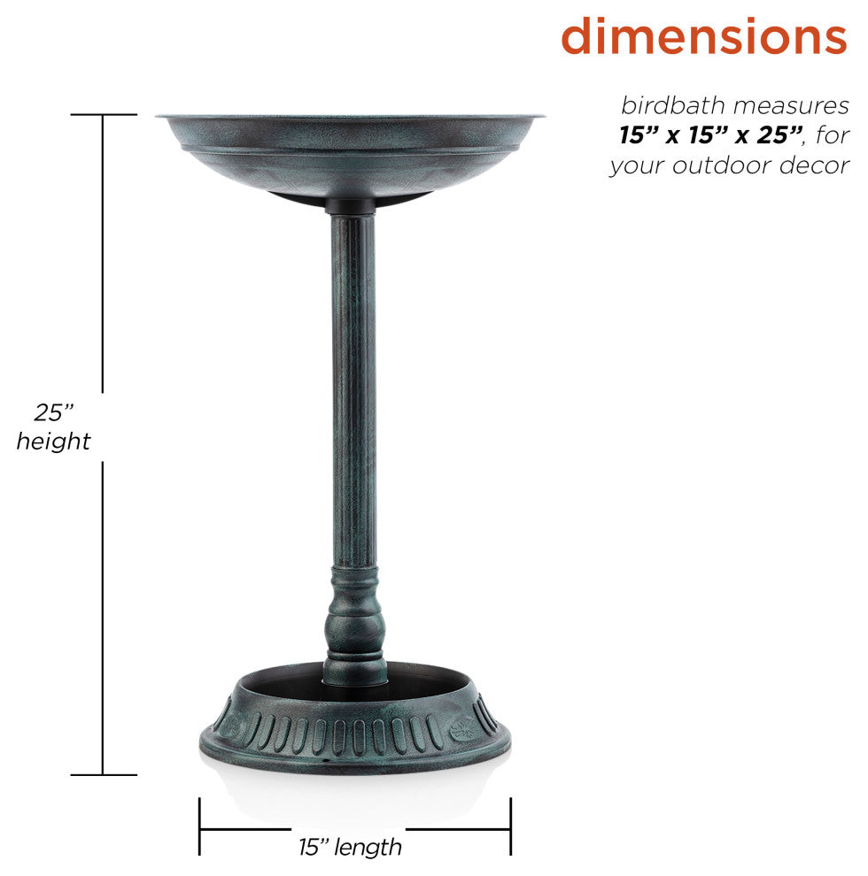 25" Tall Outdoor Birdbath with Planter Yard Statue