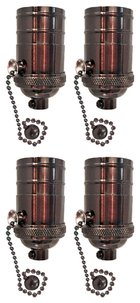Royal Designs, Inc. Vintage Pull Chain Lamp Socket, Oil Rubbed Bronze, Set of 4