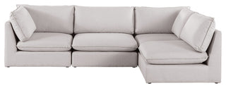 Mackenzie Linen Textured Fabric 4-Piece Modular L-Shaped Sectional, Beige