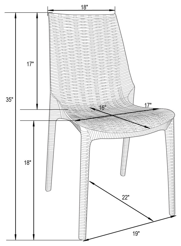 LeisureMod Kent Modern Stackable Outdoor Dining Chair, White