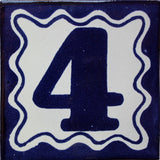 Blue Talavera Tile, Set of 3, Number Four