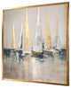 Oversize Metallic Sailboats Nautical Wall Art, Painting Silver Gold Blue Gray