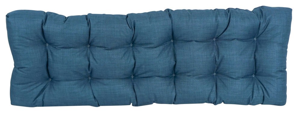 55"x19" Tufted Solid Outdoor Spun Polyester Loveseat Cushion Blue