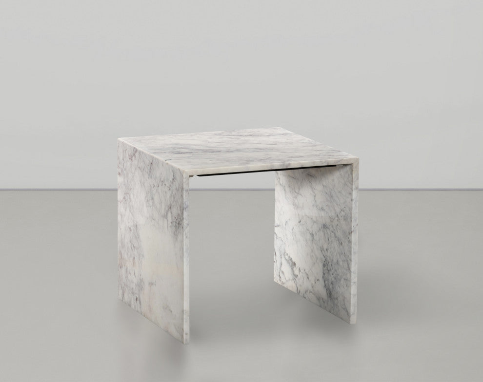 Canova Marble End Table, White, End Table