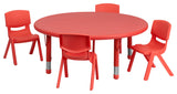 45'' Round Red Plastic Height Adjustable Activity Table Set