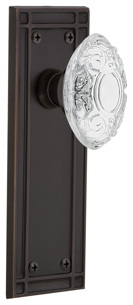 Mission Plate Double Dummy Crystal Victorian Knob, Timeless Bronze, MISCVI