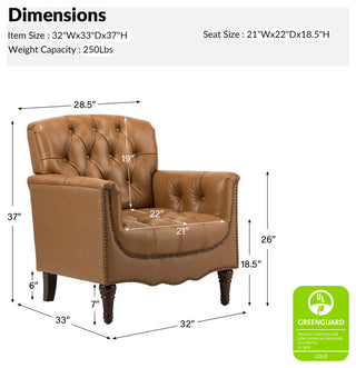 Bertram Genuine Leather Armchair Set of 2, Camel