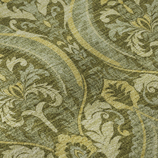 Premium Machine Washable Mayfield AMF572 Green 2'3" x 7'6" Runner Rug