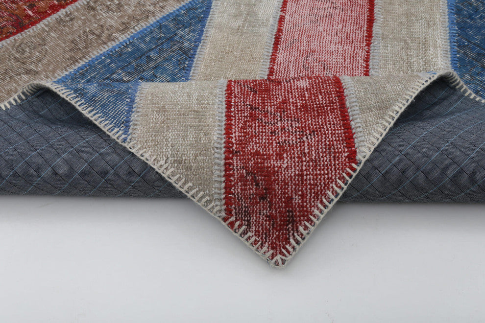 Rug N Carpet - Handmade Oriental 8' 2'' x 10' 1'' Flag Patchwork Rug