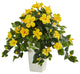 Hibiscus Artificial Plant, White Tower Planter