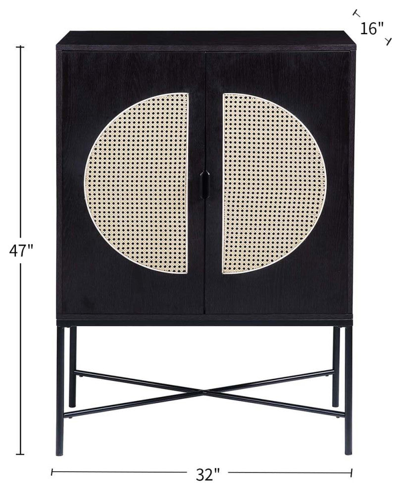 Bar Cabinet With Wine Rack, Black Finish