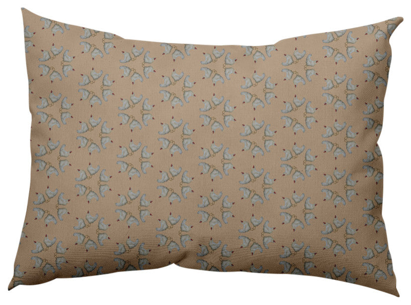 Chickens-go-round Easter Indoor/Outdoor Lumbar Pillow, Basswood Brown, 14x20"