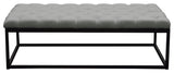 Mateo Black Powder Coat Metal Large Linen Tufted Bench - Grey