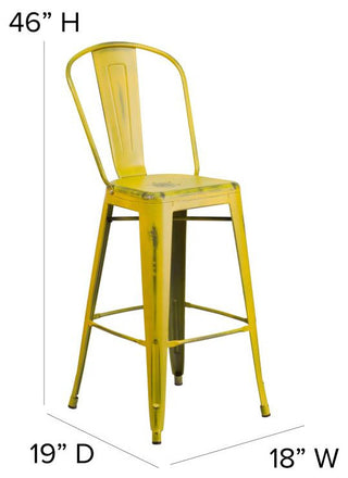 Yellow Metal Stool, Teak Seat