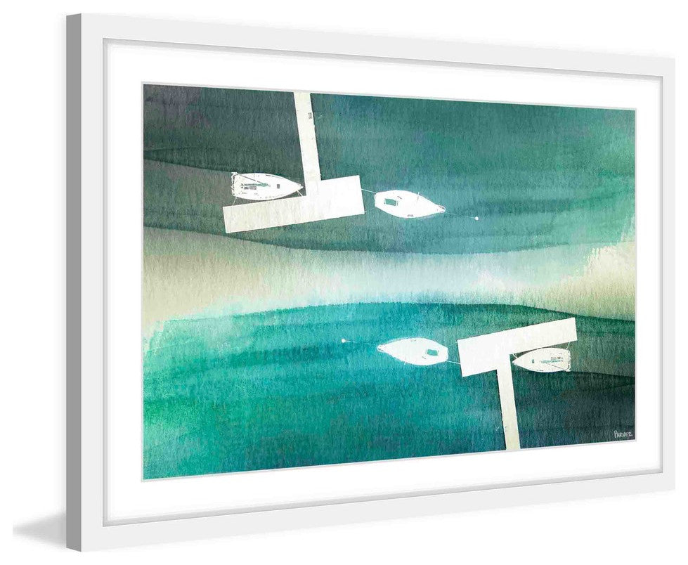 "Fishing Boats" Framed Painting Print , 24"x16"