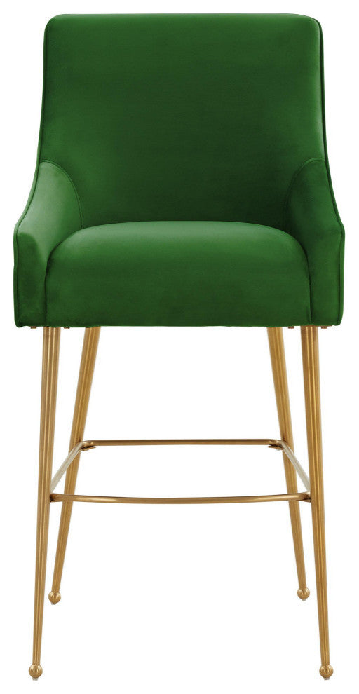 Beatrix Green Velvet Bar Stool, Gold Legs