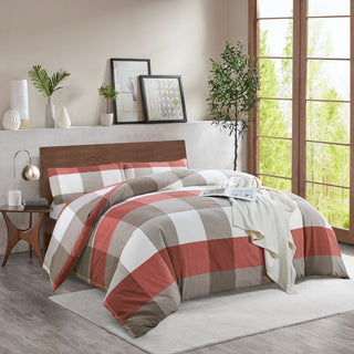 Buffalo Washed Cotton 3-Piece Duvet Set, Cherry, Queen