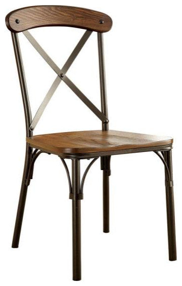 Benzara Crosby Industrial Side Chair, Bronze Finish, Set Of 2, 19.25"x38"