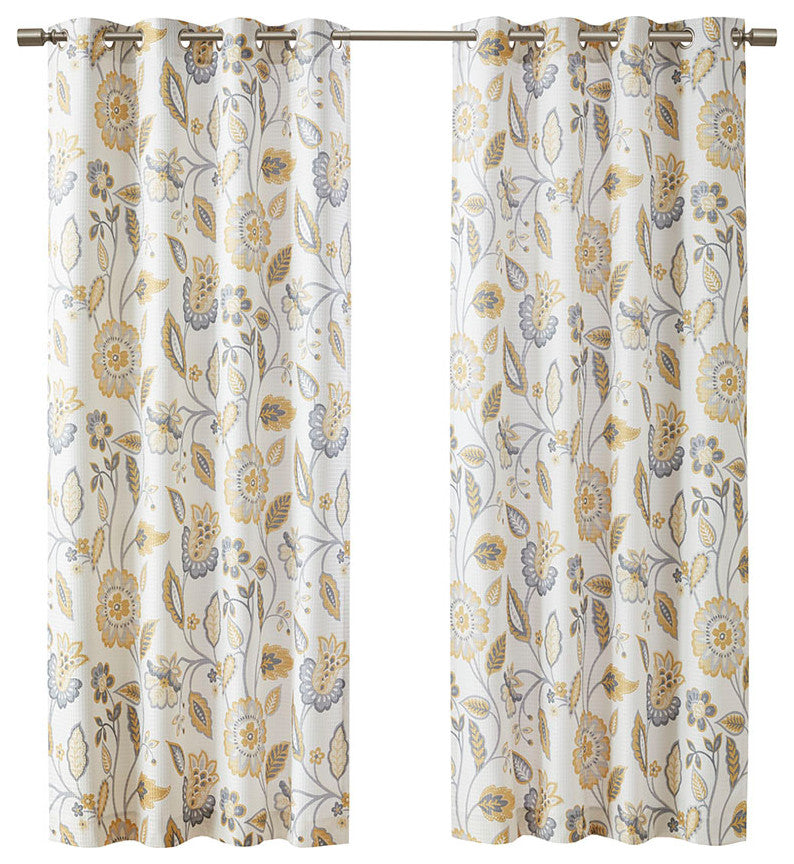 SunSmart Camille Botanical Room Darkening Window Curtain, 50"w X 95"l