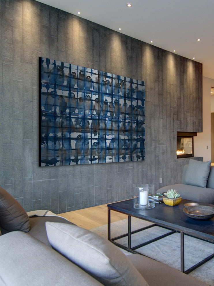 "Crowded Blue" UV Ink Print on Brushed  Aluminum, 36"x24"