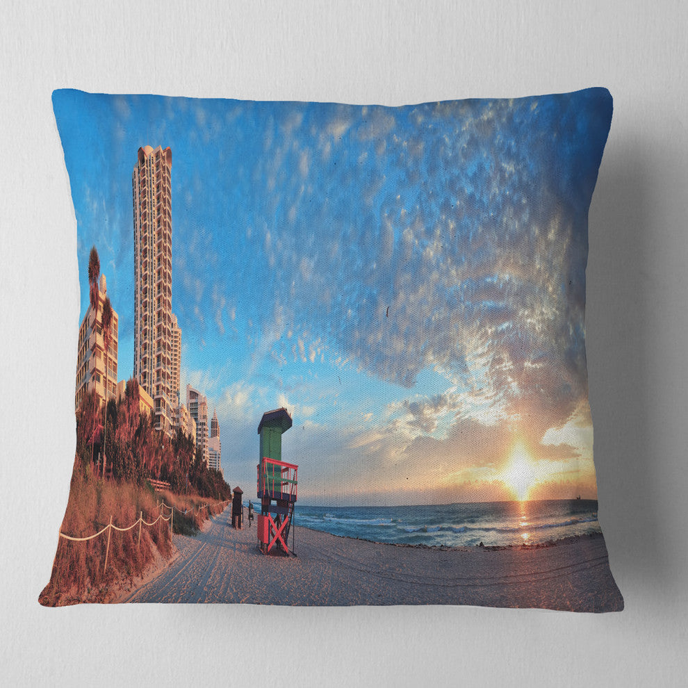 Miami South Beach Photography Throw Pillow, 16"x16"