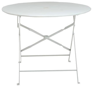Bistro 36 Round Folding Outdoor Table - Umbrella Hole - White