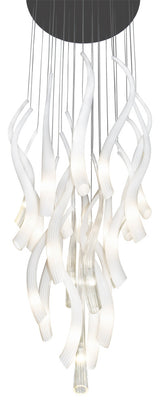 Hand Blown Murano Glass Chandelier, Black Canopy, 84" Long