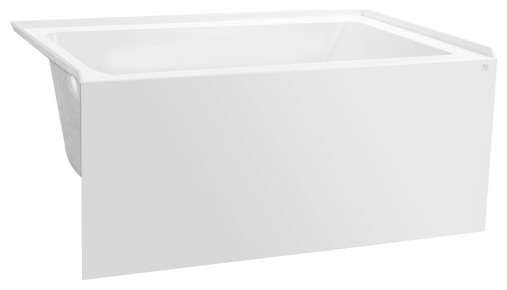 Vanity Art Alcove Soaking Acrylic Bathtub, White/Brushed Nickel, 48"x32", Left