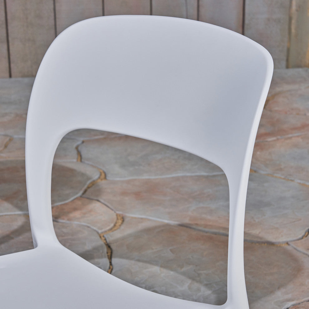 GDF Studio Dean Outdoor Plastic Chairs, Set of 2, White