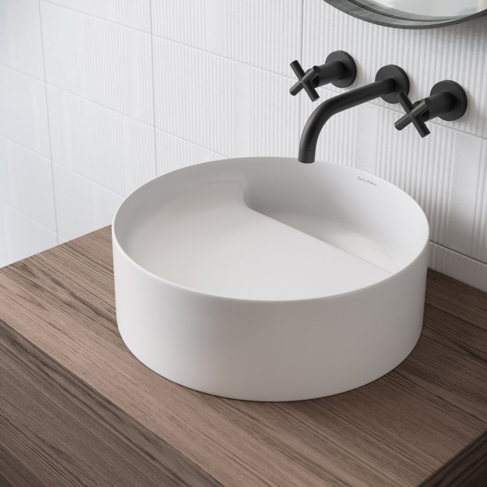 Beau 16.5" Round Vessel Bathroom Sink, Matte White