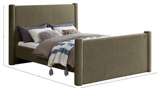 Elias Upholstered Bed, Green, Full, Boucle Fabric