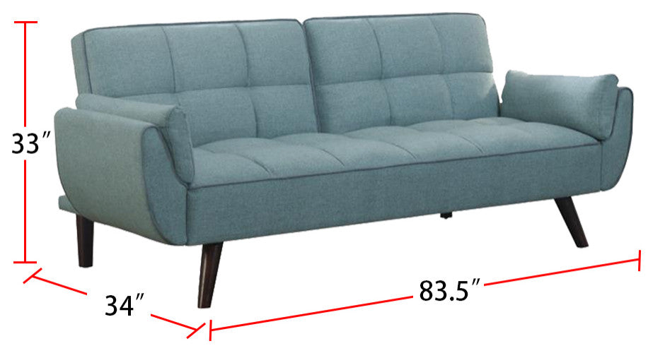 Sofa Bed with Biscuit Tufted, Turquoise Blue and Walnut
