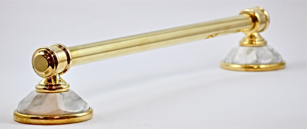 Towel Bar With Arabescato Marbel Accents, Matt Nickel