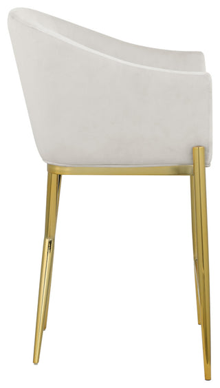 Xavier Velvet Upholstered Counter Height Stool, Cream, Gold Finish