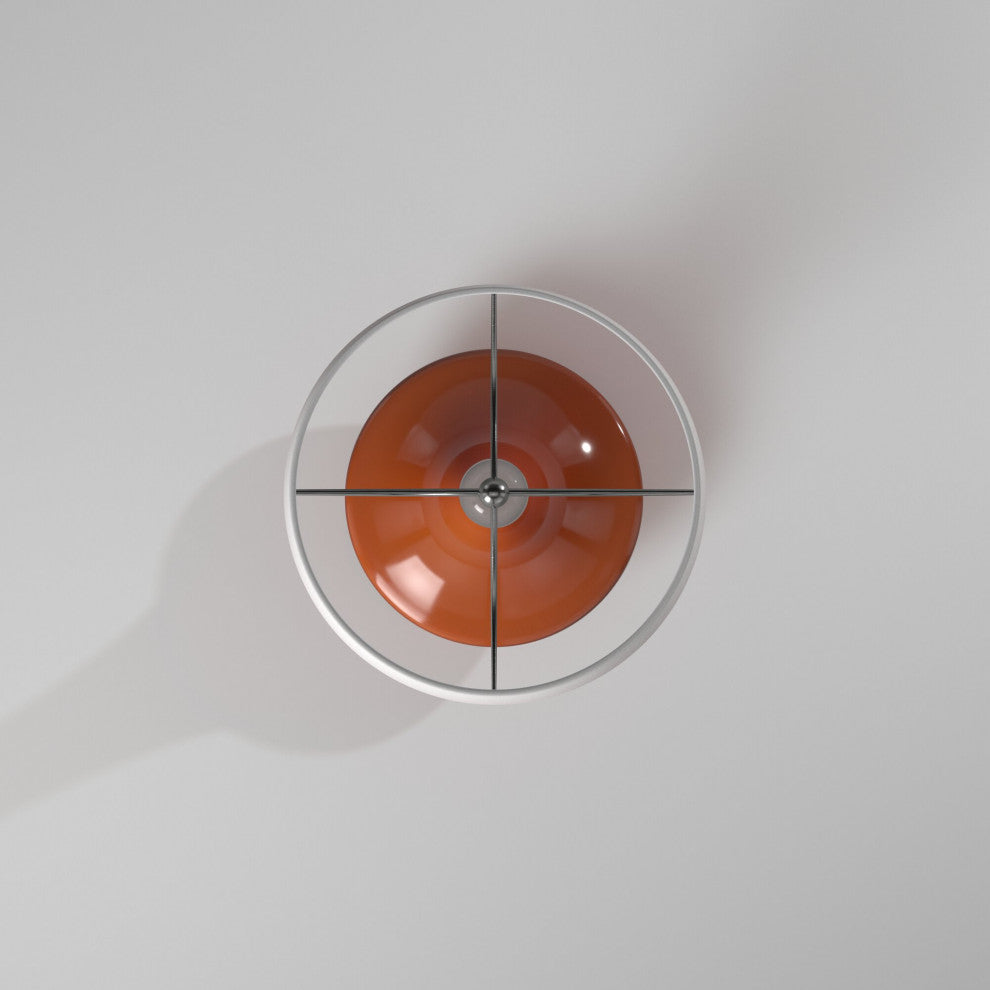 Retro Orange Glass Table Lamp With Steel Base