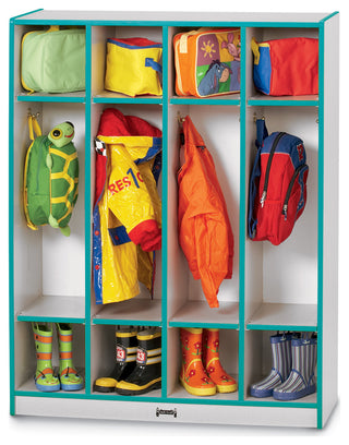 Rainbow Accents 4 Section Coat Locker - Teal