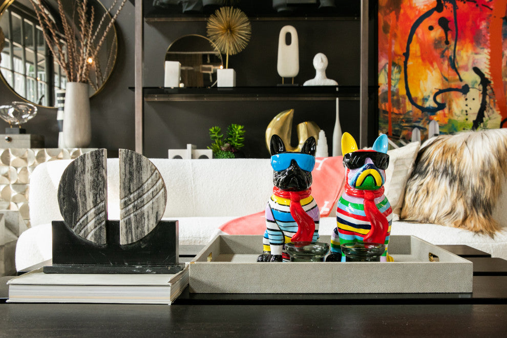 Stripe Dog With Blue Glasses, 14" tall