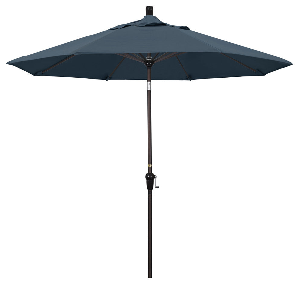 9' Bronze Auto-Tilt Crank Aluminum Umbrella, Pacifica, Sapphire