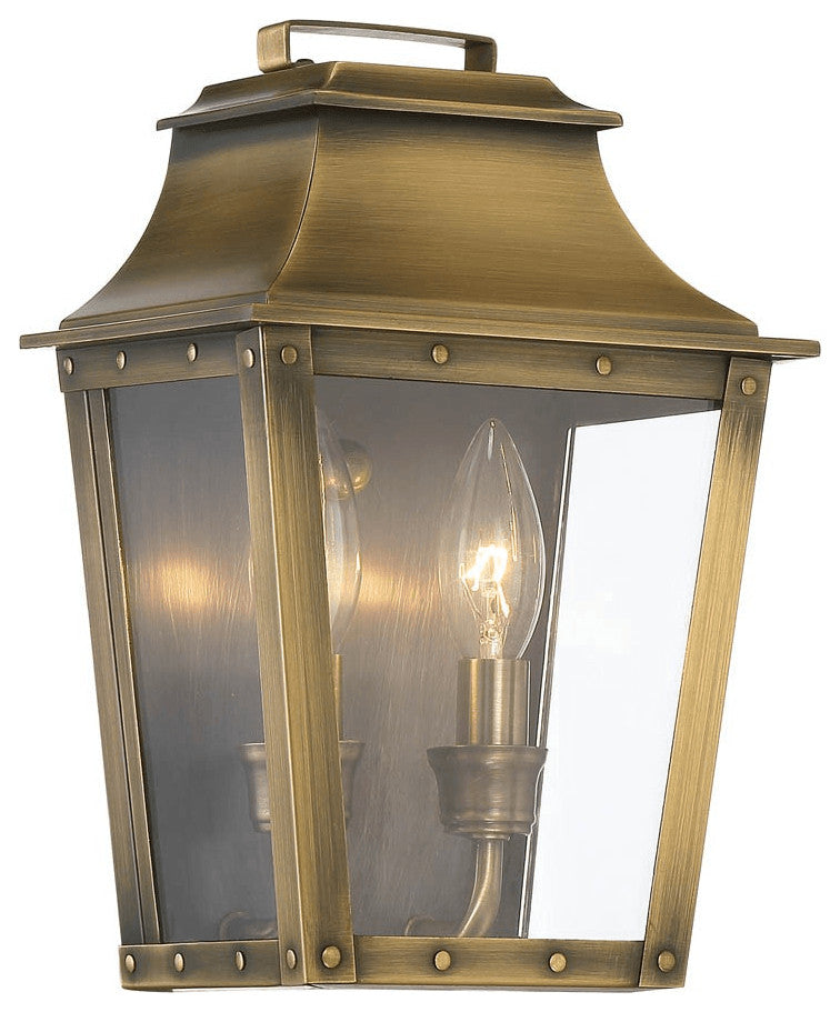 Coventry 2-Light Aged Brass Pocket Wall Light
