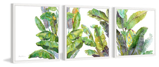 "Oh Banana Leaves III Triptych" Framed Painting Prints, 96"x32", 3-Piece Set