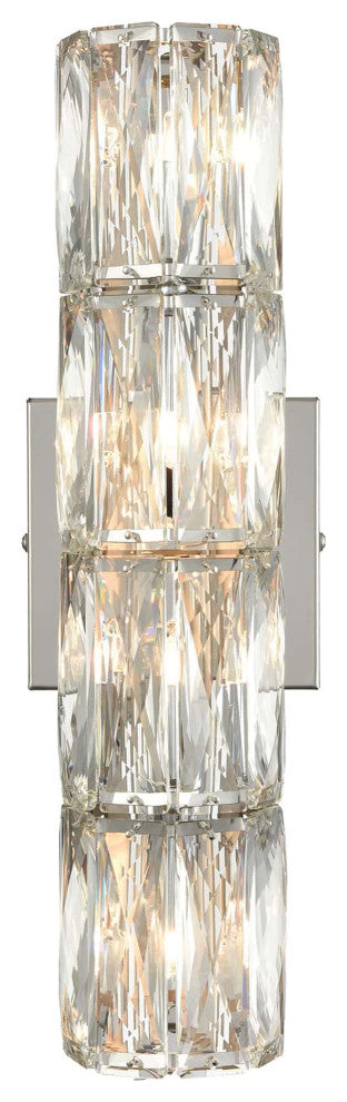 Wall Sconce Modern Crystal Light Bathroom Wall Lighting, Chrome, 4-Light