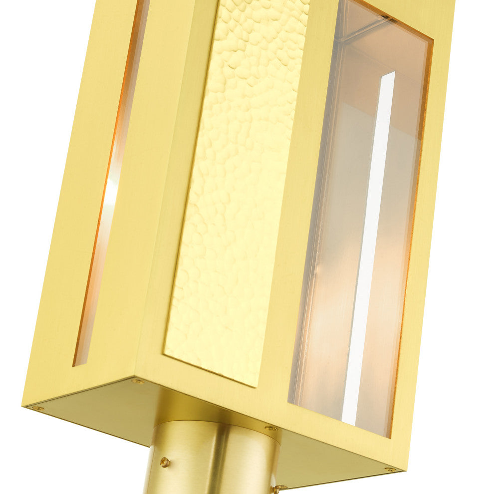 Satin Brass Contemporary, Nautical, Sophisticated Outdoor Post Top Lantern