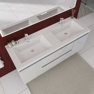 60 inch Wall-Mounted Bathroom Vanity Set with Resin Integrated Sink