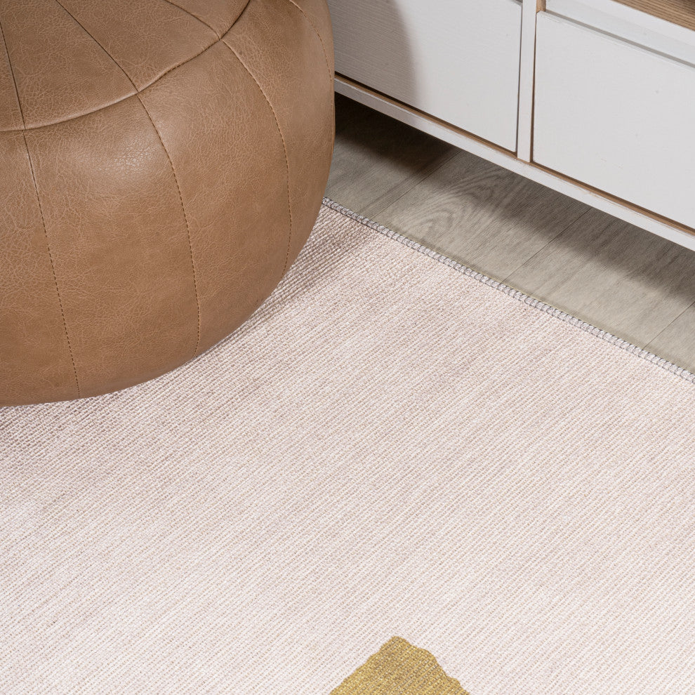 Luola Minimalist Geometric Machine-Washable Area Rug, 9x12
