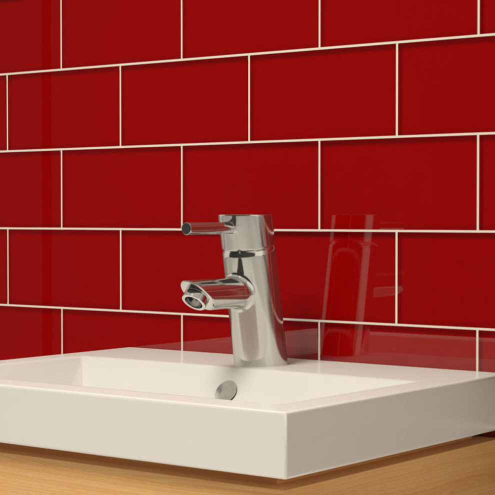 3"x6" Glass Subway Collection, Ruby Red