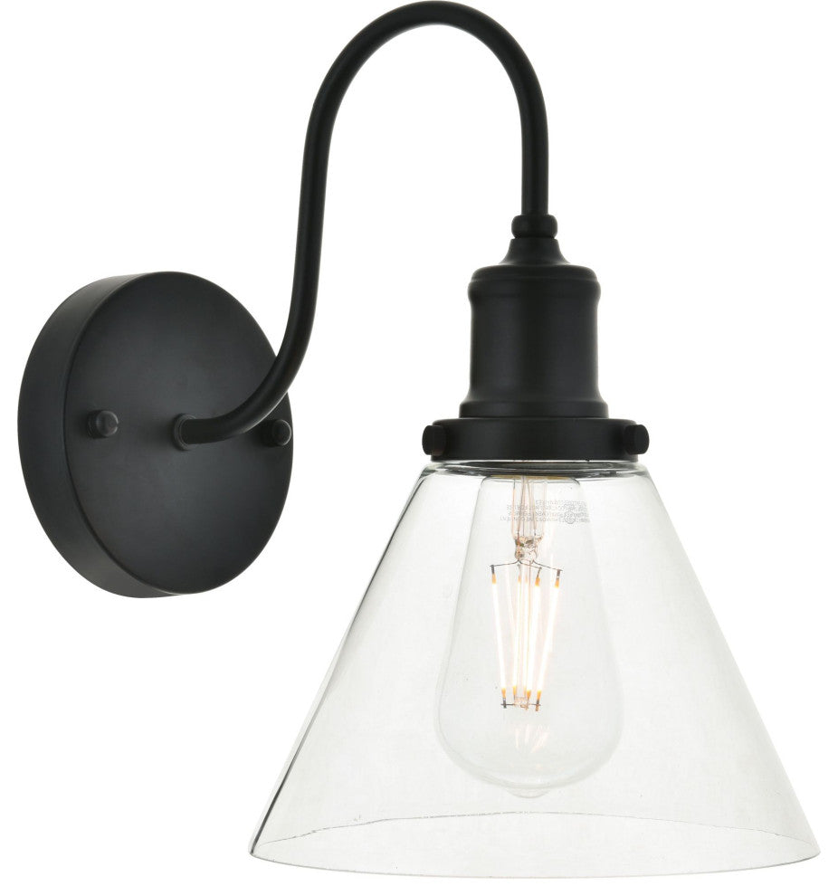 Elegant Lighting LD4017W7 Histoire 1 Light 11" Tall Wall Sconce - Black / Clear