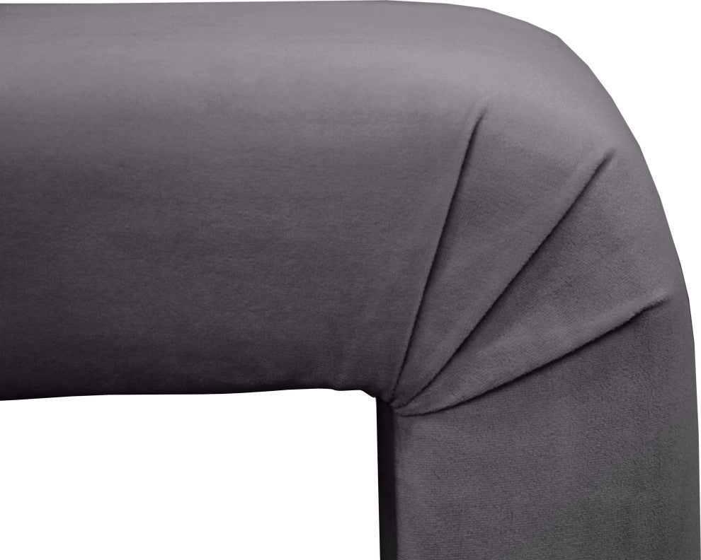Minimalist Velvet Upholstered Bench, Gray