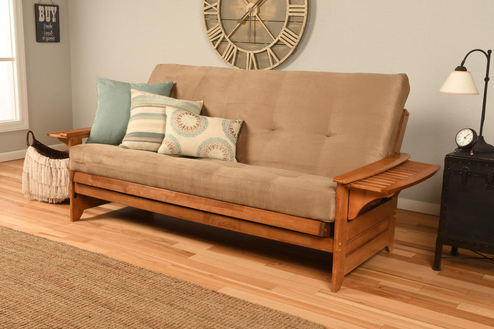 Mesa Frame Futon With Barbados Finish, Suede Peat